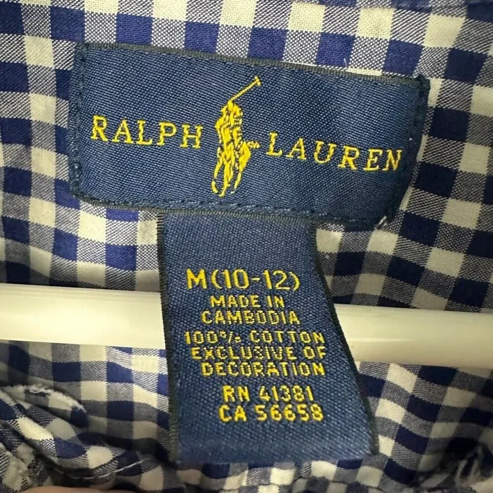 Ralph Lauren Boys Medium (10-12) Long Sleeve Button Down Plaid Shirt